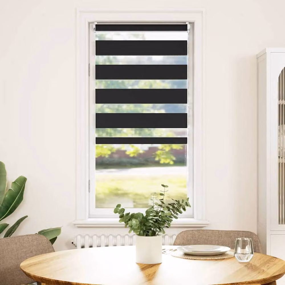 Berkfield Home Zebra Day and Night Blind in Black and White, W: 80 cm, H: 150 cm – 2