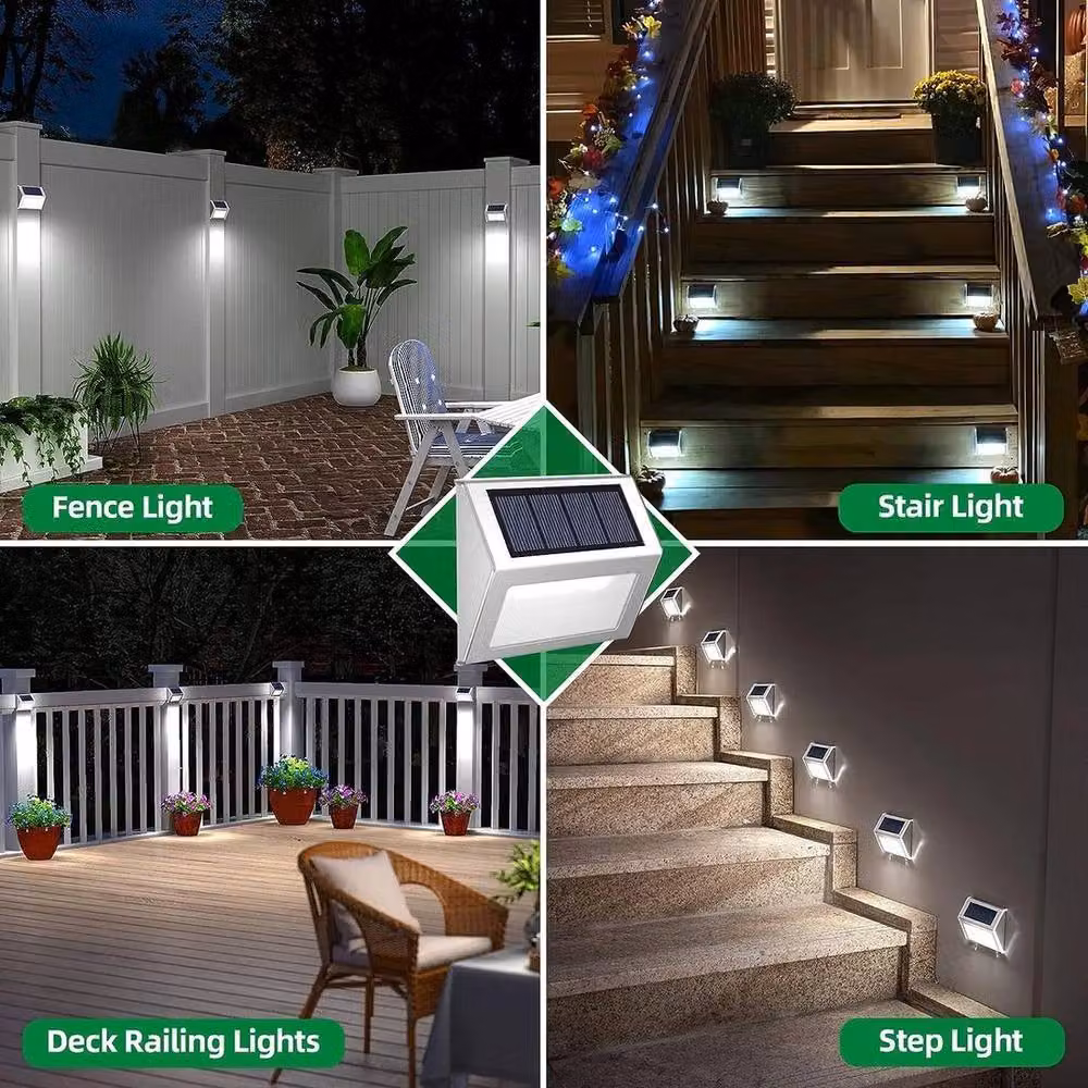FLAVORA Set of 6 Super Bright Solar Powered LED Wall and Fence Lights in Silver – 3