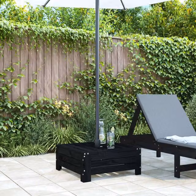 Berkfield Home Parasol Base Cover in Black Solid Pine Wood