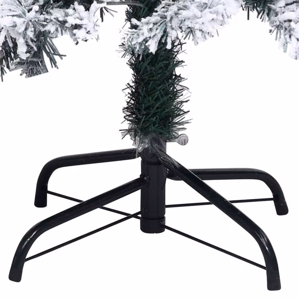 Berkfield Home Artificial Flocked Snow Christmas Tree in Green and White, Height: 210 cm – 4