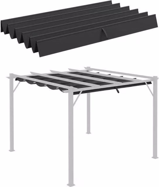 Outsunny Matteo Dark Grey Retractable Pergola Canopy Replacement Fabric, Polyester, W/D: 250 x 255 cm – 1