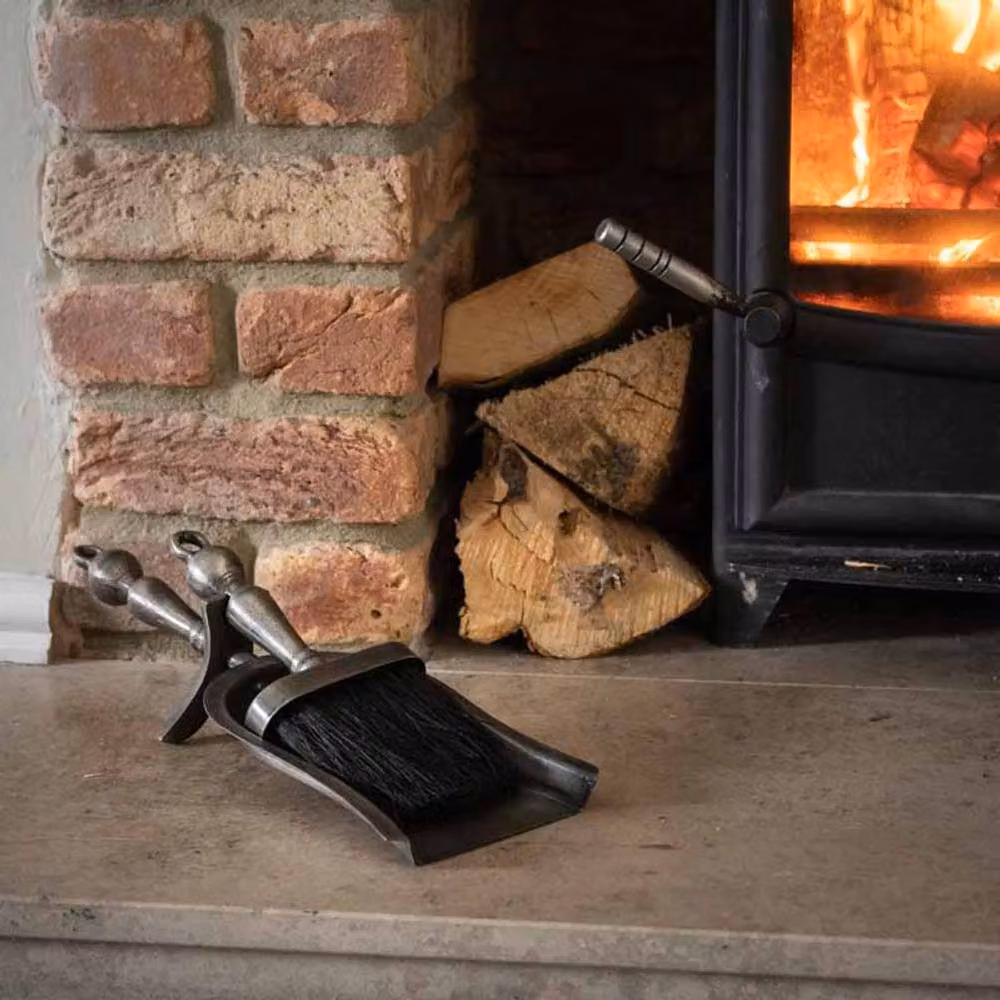 Lemon Pavilion Hearth Tidy Set in Antique Pewter Effect Grey Finish, W: 14 cm, D: 10 cm, H: 37 cm – 3