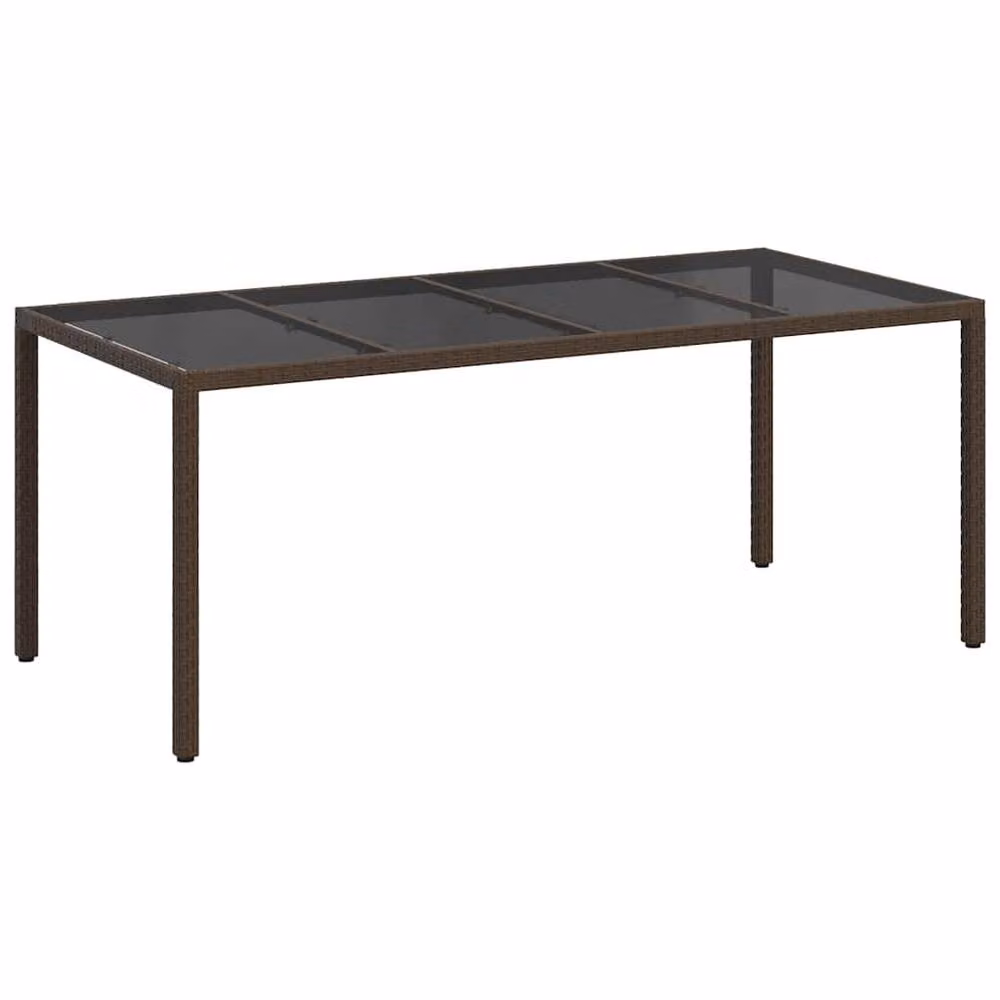 Berkfield Home Brown Poly Rattan Garden Dining Table W/D/H: 190 x 90 x 75.5 cm – 3