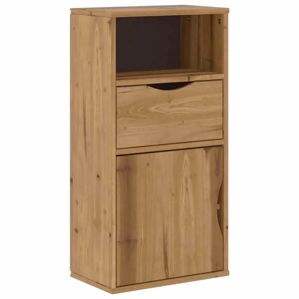 Berkfield Home ODDA Side Cabinet with Drawer in Brown Solid Pine Wood, W/D/H: 40 x 24 x 79 cm – 2