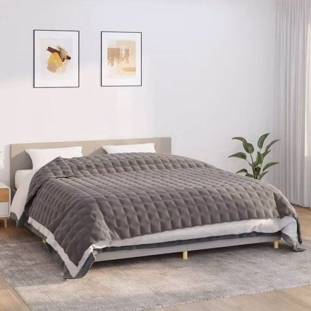 Berkfield Home Grey Weighted Blanket, W: 220 cm, D: 260 cm, 13 kg – 1