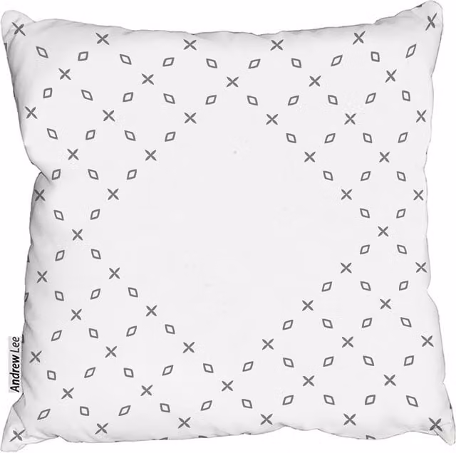 Andrew Lee Crosses Diamonds Square Cushion in White, 60 x 60 cm