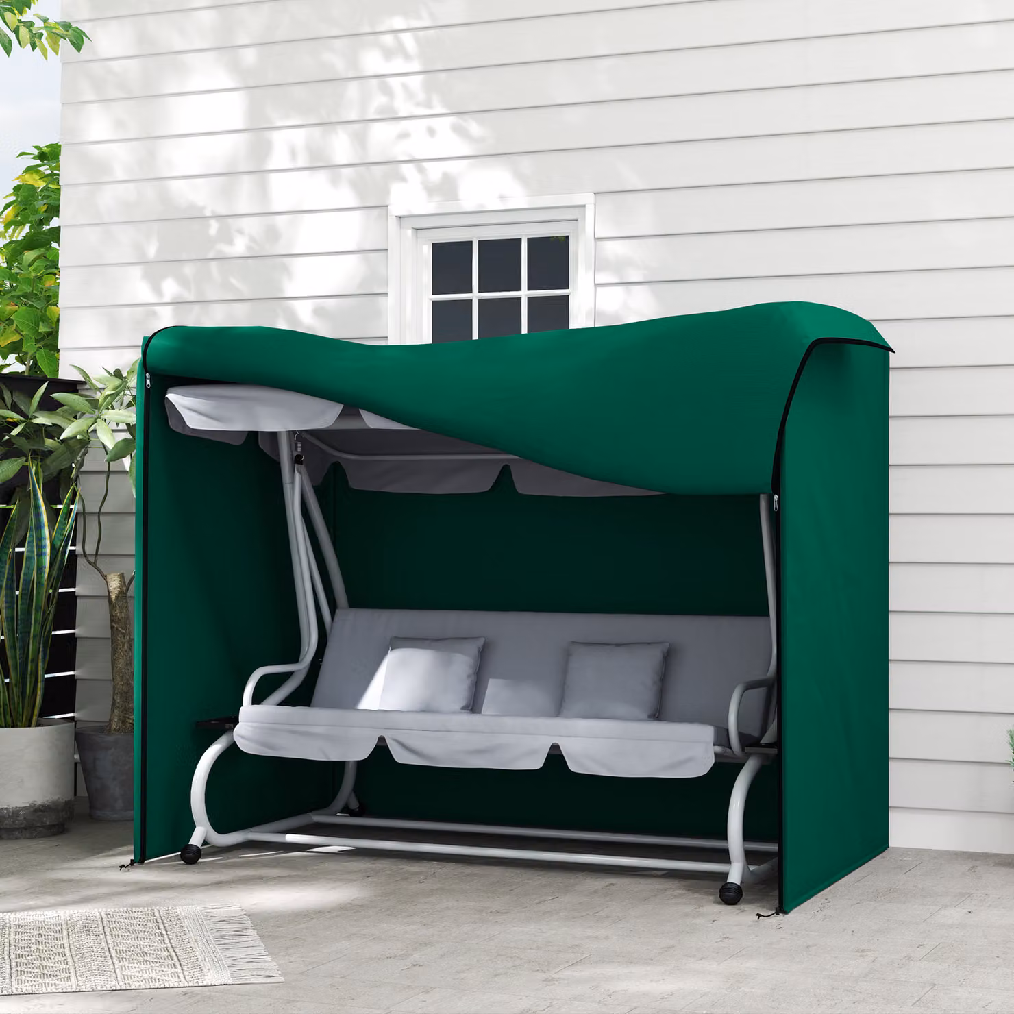 Outsunny Green Three-Seater Swing Chair Protective Cover, W: 220 cm, D: 125 cm, H: 120 cm – 2