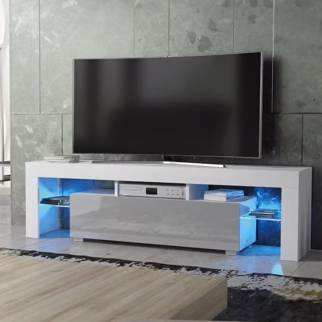 Creative Furniture Aria TV Unit, White and Grey, W: 160 cm, D: 35 cm, H: 45 cm – 1