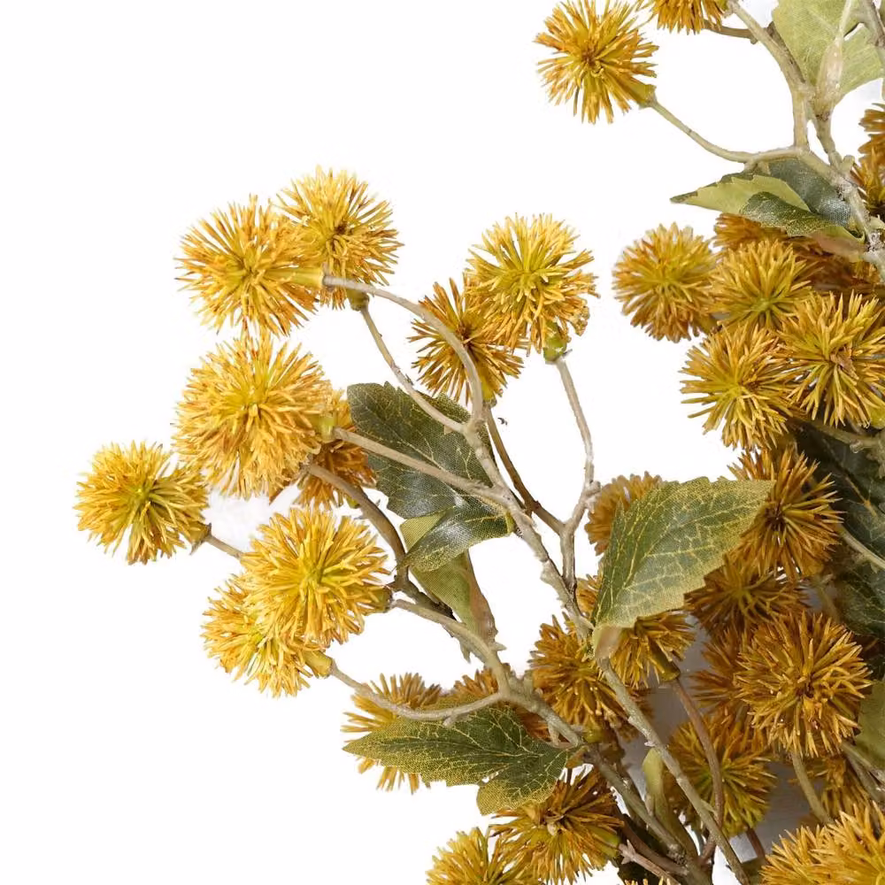 Leaf Premium Yellow Artificial Craspedia Stems, Pack of 6, Height: 85 cm – 5