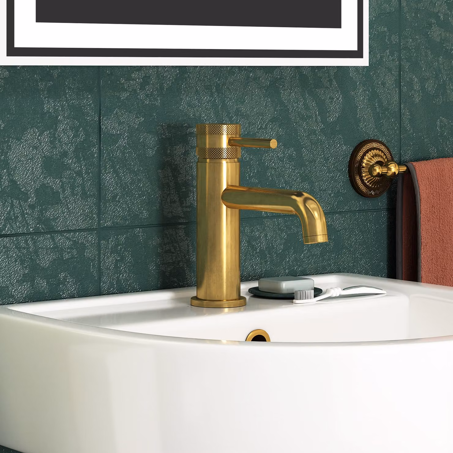 Royal Bathrooms Core Round Mono Basin Mixer Tap, Single Lever, Brushed Brass