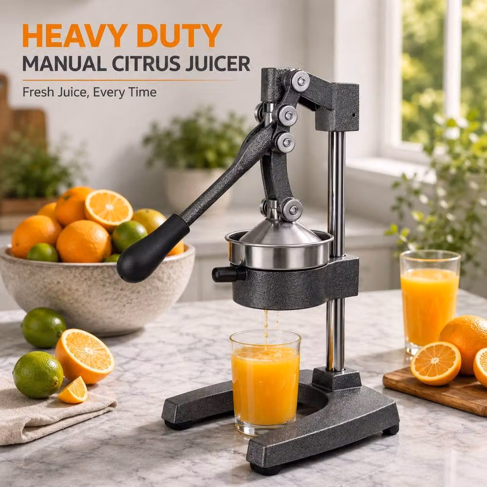 Dyzi Heavy Duty Manual Citrus Juicer Press Cast Iron Lemon Squeezer in Grey – 2
