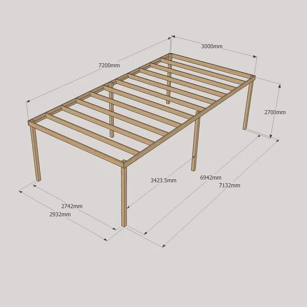 Rutland County Garden Furniture Ltd 6 Post Garden Pergola in Rustic Brown Wood, W: 720 cm, D: 300 cm, H: 270 cm – 4