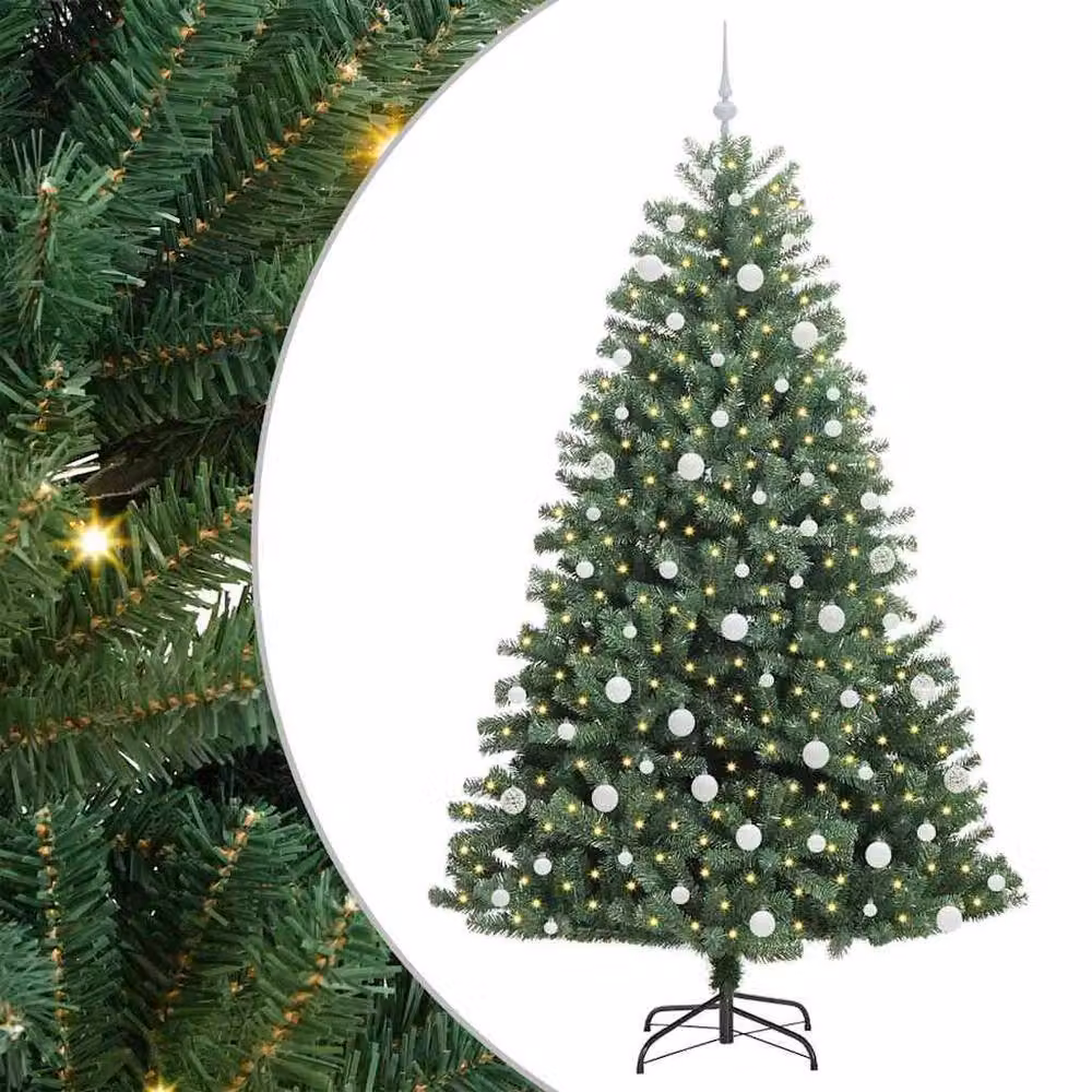 Berkfield Home Artificial Hinged Christmas Tree in Green, Height: 210 cm – 2
