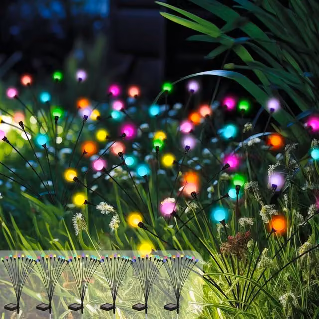 Garwarm 60 LED Firefly RGB Multicolour Waterproof Outdoor Garden Lights for Pathways