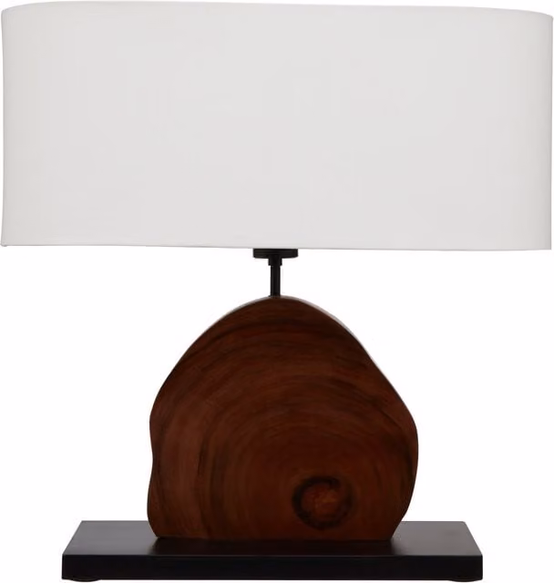Orsina Industrial Organic Table Lamp in Brown and Black with Wood and Fabric Details