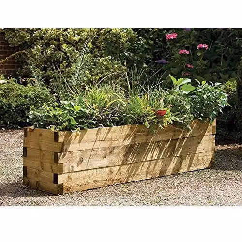 Forest Garden Caledonian Brown Wooden Raised Bed Trough with 250 l Capacity, W: 180 cm, D: 45 cm, H: 42 cm – 1