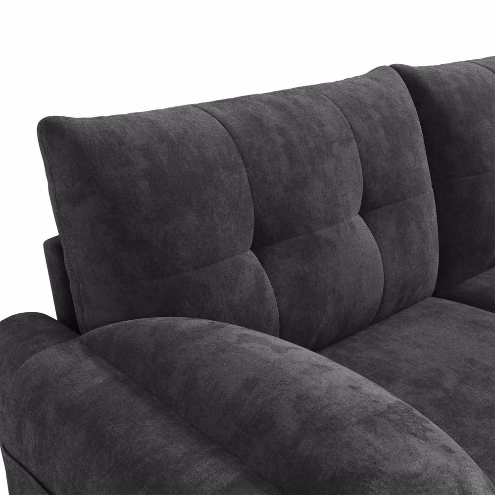 FENCHILIN 2-Seater Upholstered Fabric Loveseat in Grey with Modern Design – 6