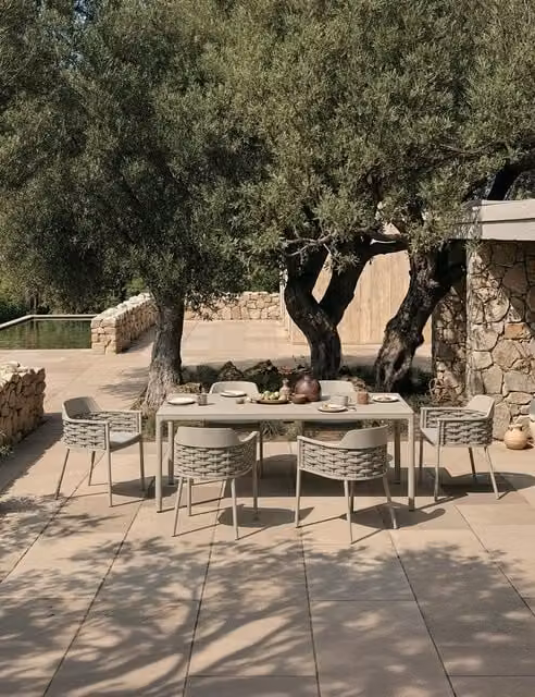 Royalcraft Olma 6 Seater Grey Powder Coated Aluminium Modern Garden Dining Set