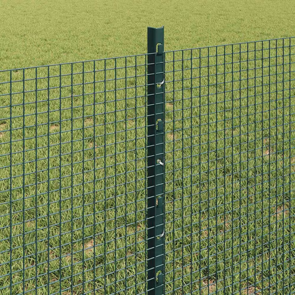 Berkfield Home Modern Welded Wire Fence with 11 U-Profile Posts, Green Powder-Coated Steel, W: 0.6 m, L: 25 m – 3