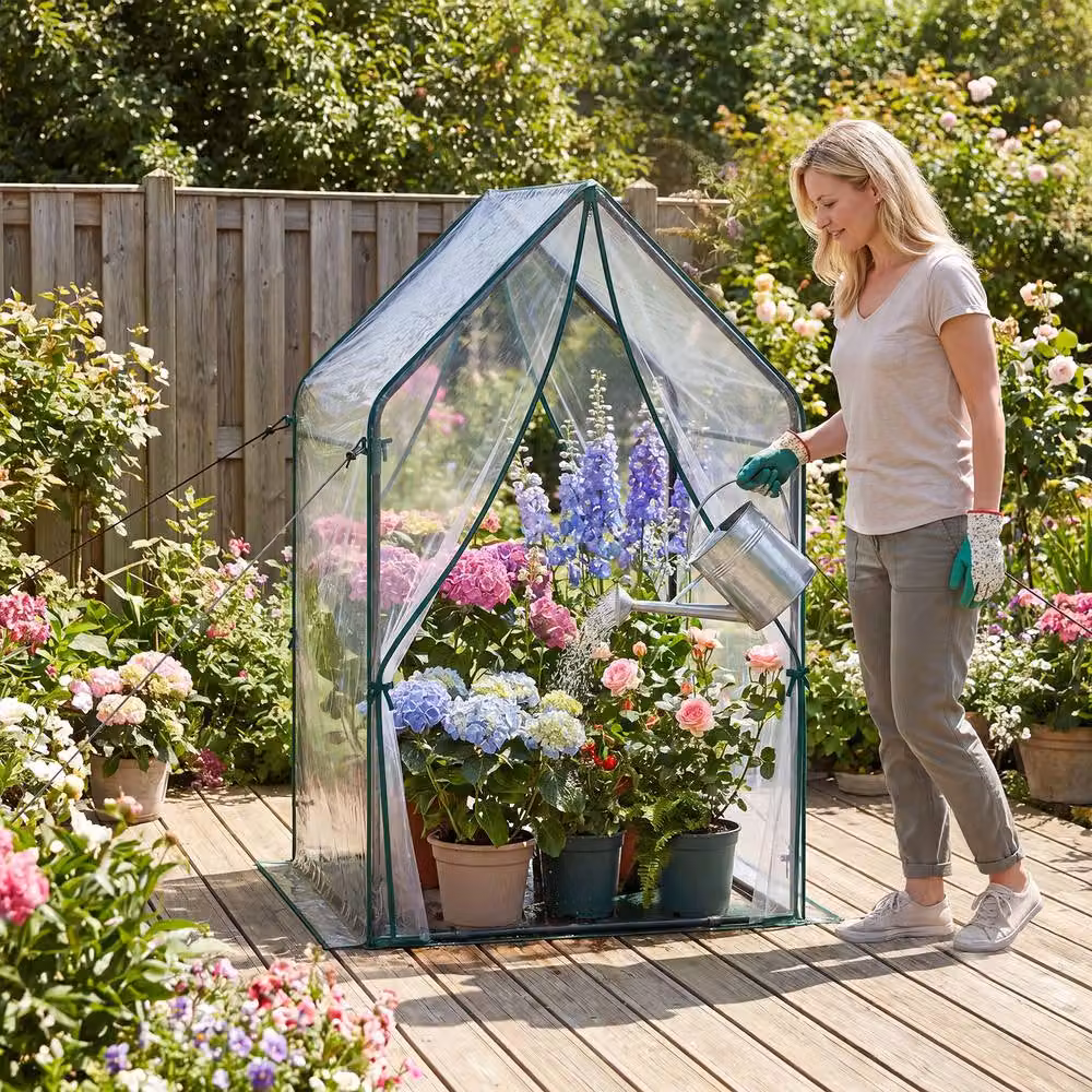 Costway Mini Transparent Outdoor Greenhouse with Metal Frame and Bottom Mat, W/D/H: 152.5 x 90.5 x 90.5 cm – 2