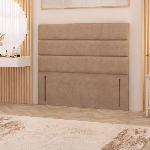 Horizona Modern Plush Velvet Upholstered Floor Standing Headboard in Beige