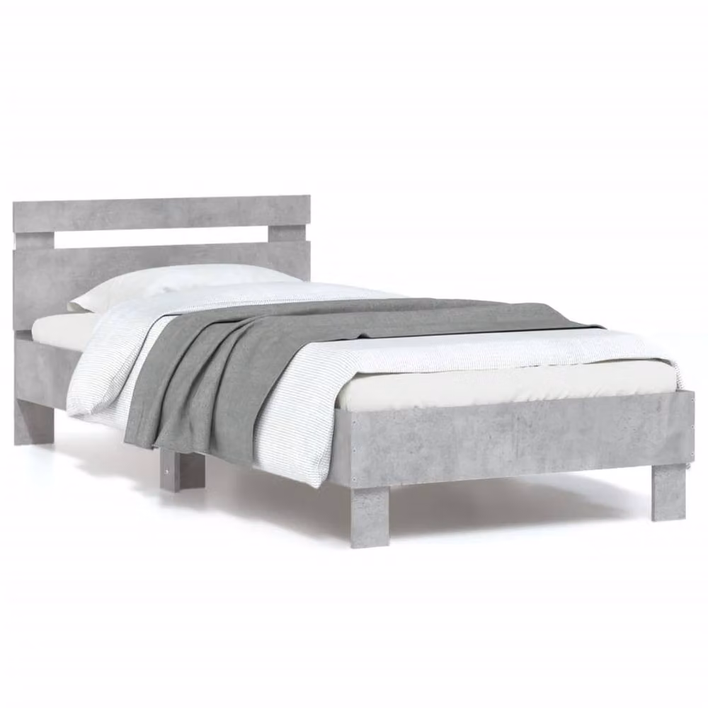 Berkfield Home Durable Bed Frame with Under-Bed LED Lights in Concrete Grey, W/D/H: 90 x 200 x 70 cm – 2