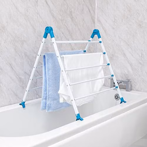 BLACK+DECKER Extendable Over Bath Airer in Turquoise with 10 Bars and 5.6m Drying Space