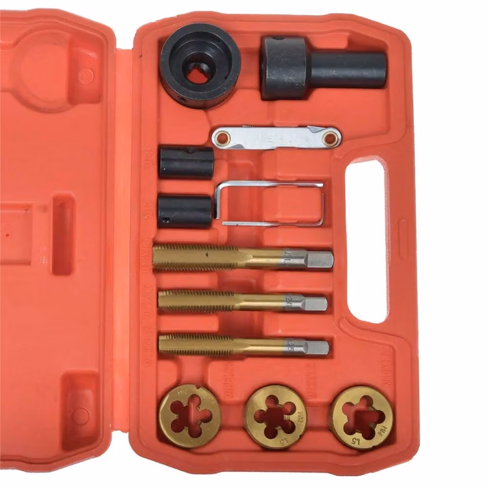 EONLION 13 Piece Metric Tap and Die Set for Wheel Stud and Nut Repair, Red – 5