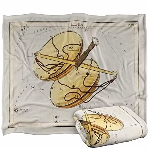 Graffitee Studios Vintage Libra Zodiac Super Soft Fleece Throw Blanket, White, W/D/H: 152 x 127 cm – 1