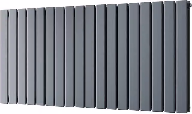 Typhoon Anthracite Flat Tube Horizontal Designer Radiator in Grey, W: 122.4 cm, H: 60 cm