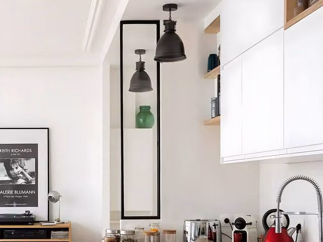 Vente-unique BAYVIEW Powder-Coated Aluminium and Glass Partition, Black, W: 130 cm, D: 30 cm