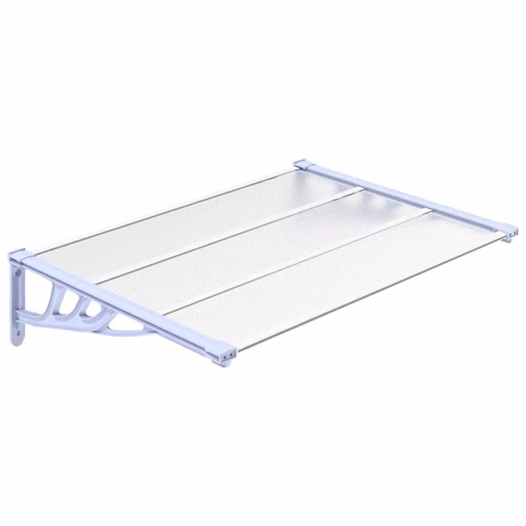 Berkfield Home Polycarbonate and Aluminium Door Canopy in Grey and Transparent, W: 122 cm, D: 90 cm – 2