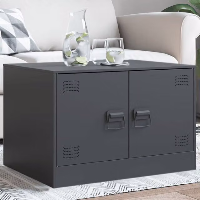 Berkfield Home Industrial Coffee Table in Anthracite and Brown Metal, W/D/H: 67 x 50 x 44 cm