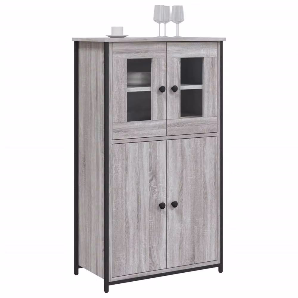 Berkfield Home Grey Sonoma Modern Highboard with Glass Doors, W/D/H: 62 x 32 x 106.5 cm – 3