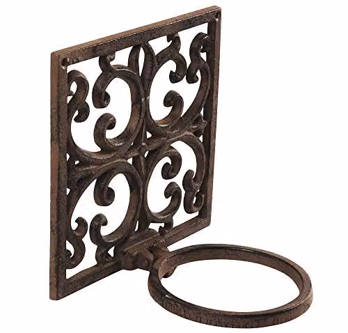 Esschert Design Classic Cast Iron Wall Mounted Single Planter Holder in Brown or Black, H: 18.29 cm x W: 15.24 cm x D: 18.29 cm – 1
