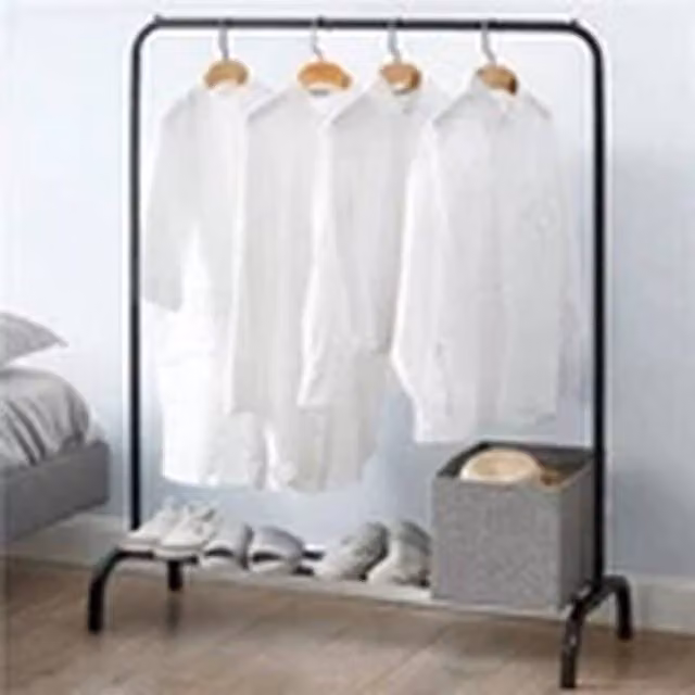 Havendro Black Heavy Duty Metal Clothes Rail and Shoe Storage Shelf for your Bedroom, W/D/H: 140 x 42 x 42 cm – 1