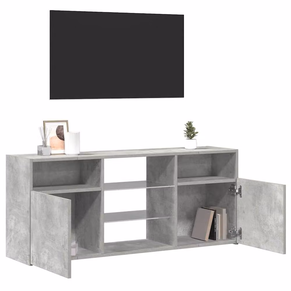 Berkfield Home Modern TV Cabinet with LED Lights in Concrete Grey, W/D/H: 120 x 30 x 50 cm – 4