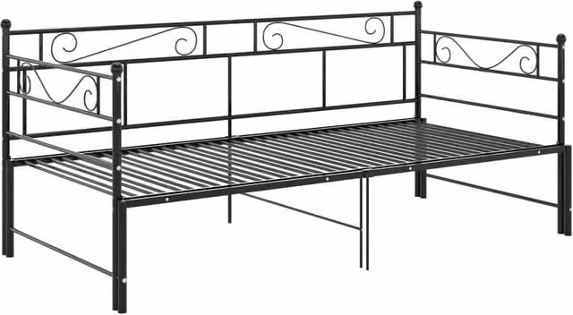 Berkfield Home Black Metal Pull-out Sofa Bed Frame W: 90 cm, D: 185 cm, H: 95 cm – 1