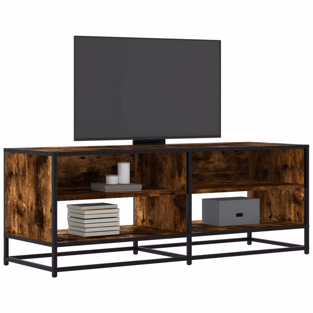 Berkfield Home Industrial TV Cabinet in Smoked Oak and Brown, W/D/H: 120.5 x 40 x 46 cm – 2