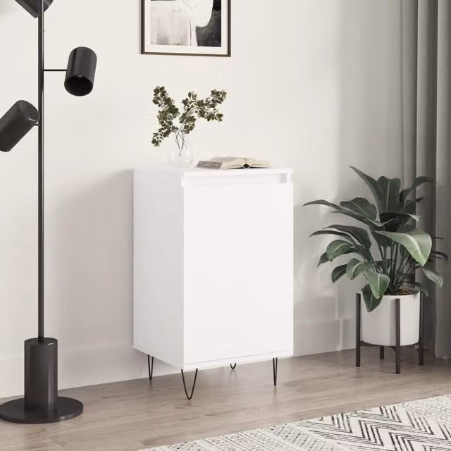 Berkfield Home Modern White Sideboard in Matt MDF and Metal, W/D/H: 40 x 35 x 70 cm – 1