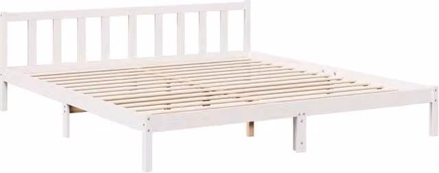 Berkfield Home Extra Long Decorative Bed Frame in White Pine Wood W/D/H: 200 x 210 x 69.5 cm