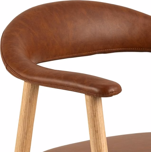 Furniture To Go Addi Dining Chair with Armrests in Retro Brandy PU Leather, Set of 2
