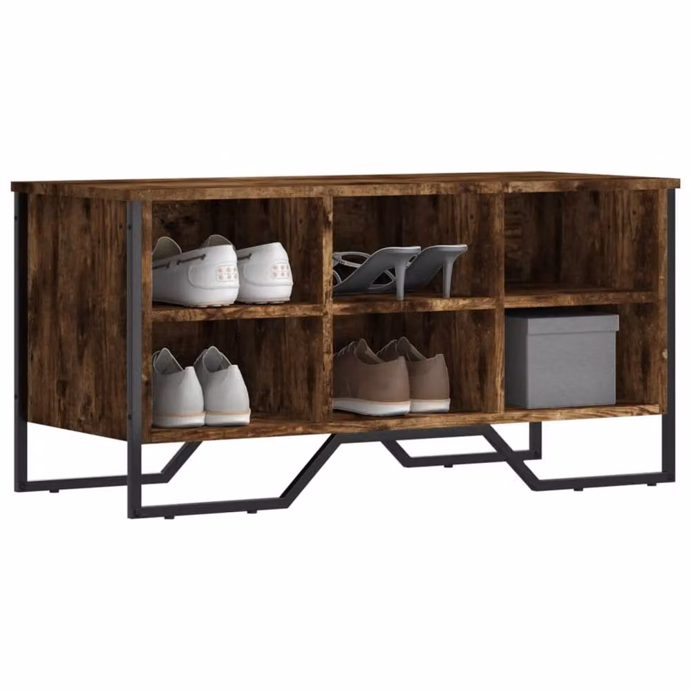 Berkfield Home Industrial Shoe Cabinet in Smoked Oak, W/D/H: 90 x 38 x 45.5 cm – 2