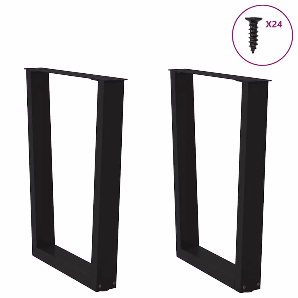 Berkfield Home V-Shape Dining Table Legs, 2 Piece Set, Black Steel, H: 72-73.3 cm x W: 60 cm – 2