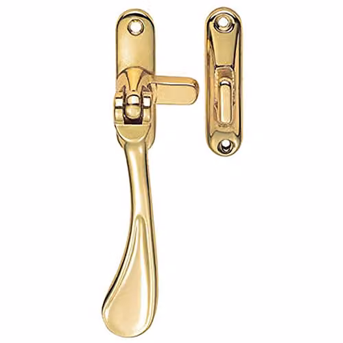 Loops Spoon End Reversible Casement Window Fastener in Polished Brass