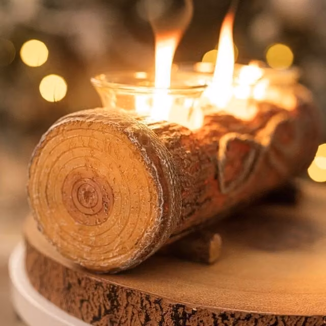 Marco Paul Rustic Log Tealight Holder in Brown