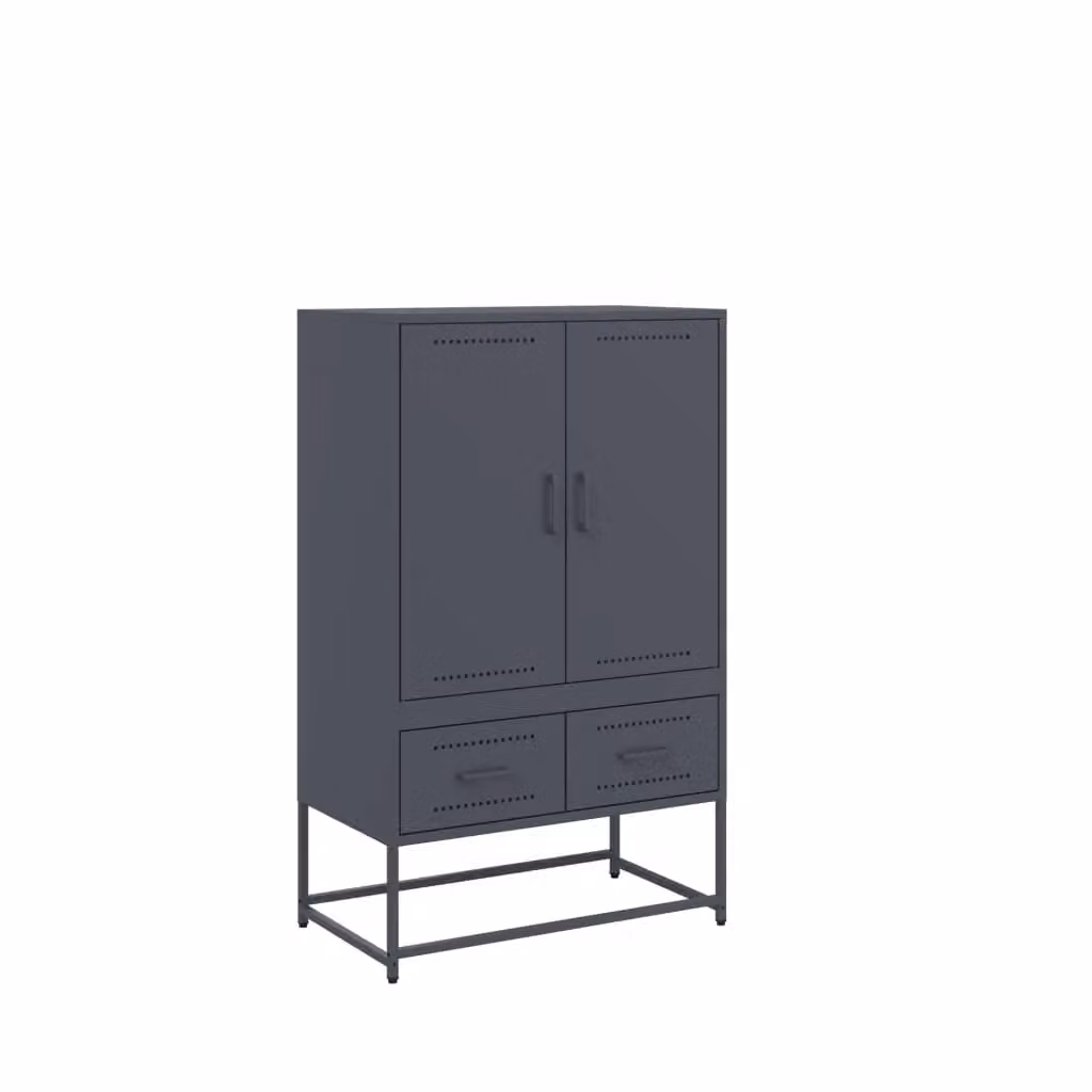 Berkfield Home Anthracite and Black Steel Highboard with Hinged Doors and Internal Shelves, W/D/H: 68 x 39 x 111.5 cm – 2