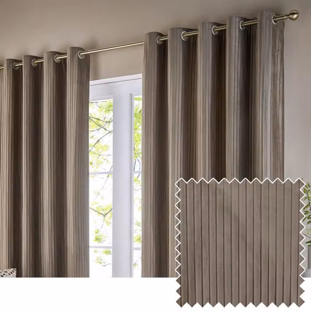 Make It A Home Corinthian Velvet Room Darkening Eyelet Curtains in Taupe, W: 137 cm, H: 168 cm