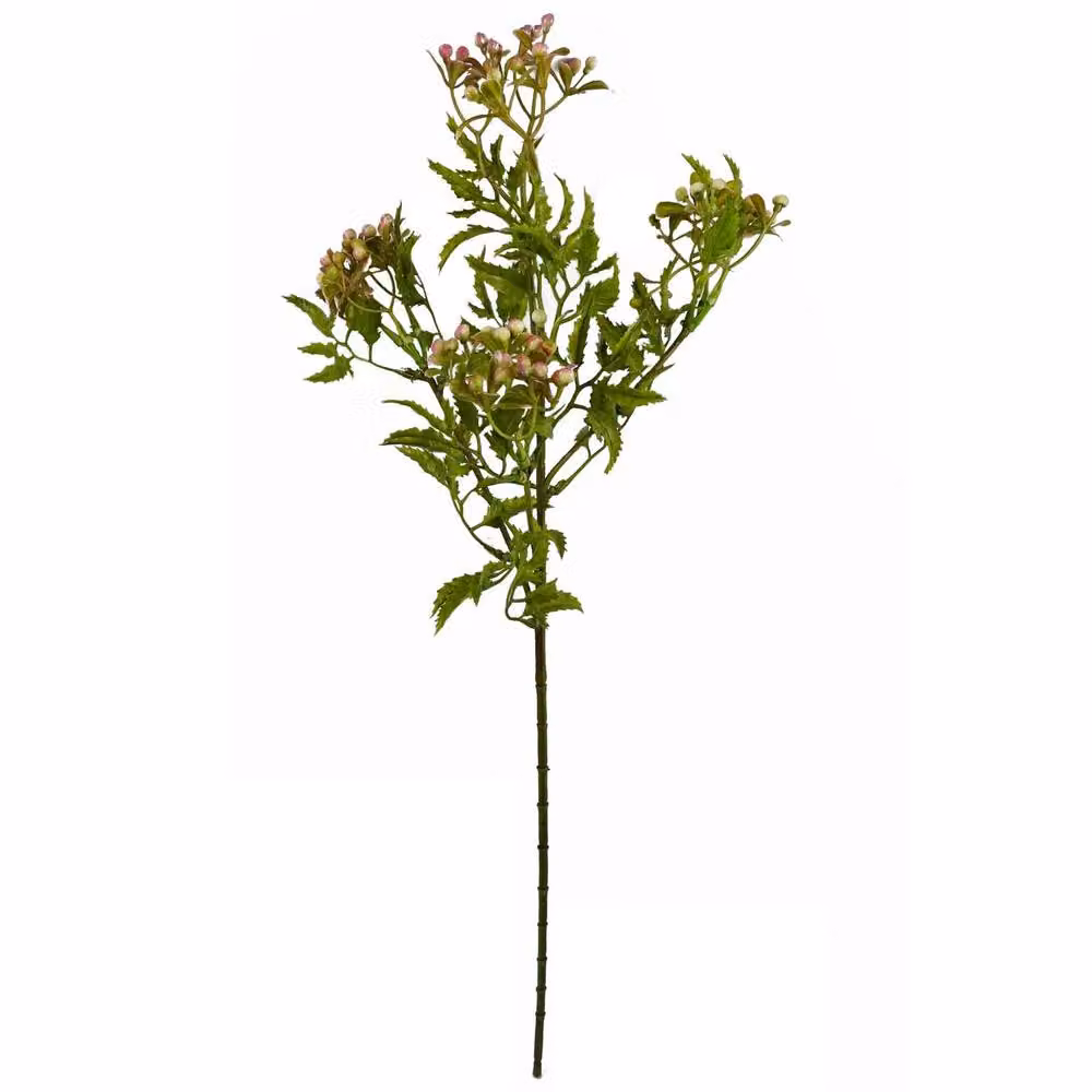 Leaf Design Pack of 6 Pink and Green Artificial Foliage Stems with Berries, Height: 55 cm – 2