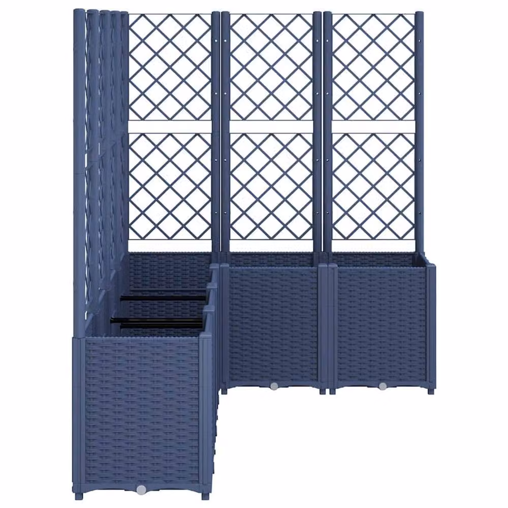 Berkfield Home Garden Planter with Trellis in Blue Grey, W/D/H: 160 x 120 x 140 cm – 4